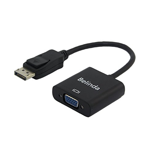 BelindaDisplayPort Display Port DP Male To VGA Female Cable Adapter Converter Black MALE to FEMALE for DisplayPort Enabled Desktops to Connect to VGA Displays for PC