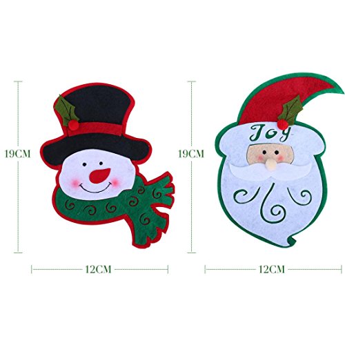 Christmas Tableware Bags,ZYooh Santa Claus, Elk, Snowman Style Silverware Holder Pockets (Snowman1)