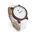 Viable Harvest Women's Wood Watch, Natural Red Sandalwood with Genuine White Leather Strap and Gift Box