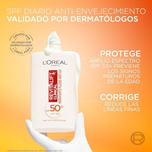 L'oreal paris revitalift creme hidratante clínico anti-uv fps50+ diário com vitamina c