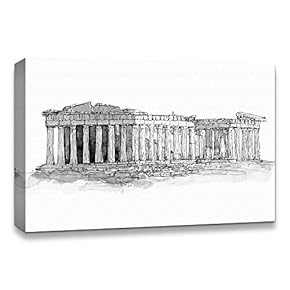 Canvas Wall Art Freehand Sketching of Scenery Pictures Home Wall Decorations for Bedroom Living Room Paintings Canvas Prints Framed - 12x18 inches