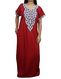 Mogul Womens Kaftan Nightgown Embroidered Maxi Dress Cotton Caftan Nightdress