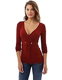 PattyBoutik Women's V Neck Empire Waist Long Sleeve Blouse