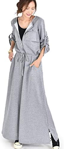 Amazon Co Jp ワンピース レディース ロングワンピース ロングワンピ ワンピ マキシ 長袖 体型カバー ロング トレーナー スウェット ファスナー パーカー 大きいサイズ 秋 服 ファッション小物