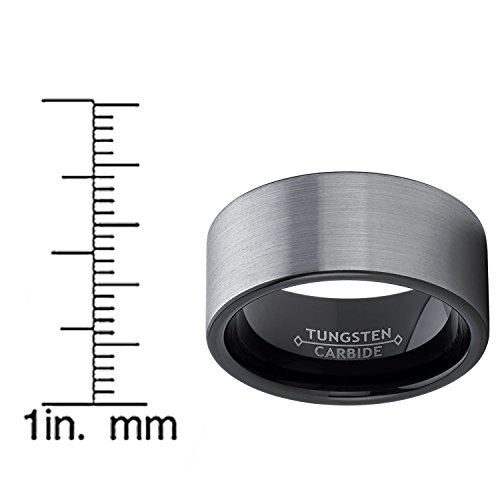 Metal Masters Co. Men's Black Tungsten Carbide Pipe-Cut Wedding Band Engagement Ring Brushed Comfort Fit 12mm 9 - Thumbnail 3