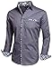 HOTOUCH Men's Slim Fit Dress Shirt Long Sleeve Business Casual Untuckit Shirts Dark Grey