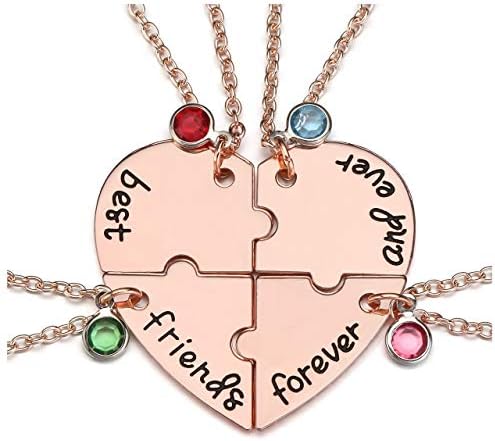 Top Plaza Best Friends Forever and Ever Necklaces Set Rose Gold