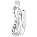 Aurum Cables 3 Outlet Flat Extension Cord for Indoor, 3 Prong Extension Cord with 16AWG 125V 1625W, UL Listed Triple Wire Grounded Multi Outlet Plug 10ft White 2 Pack