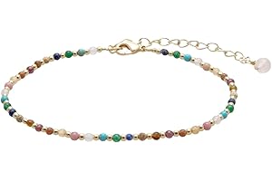 Lotus and Luna 2MM Master Healer Energy Chakra Healing Dainty Anklet Bracelet with Real Stones Jade, Pearl, Rose Quartz, Amethyst, Moonstone