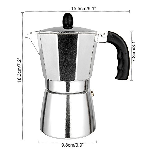 TopHomer Moka Pot 6 Cup Coffee Express Espresso Maker Stovetop Aluminium with Large Handle Perfect for Home and Office Use - Thumbnail 2