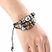 LNKRE JEWELRY Charm Evil Eye Multi-Strand Braided Beads Leather Wrap Bracelet A1