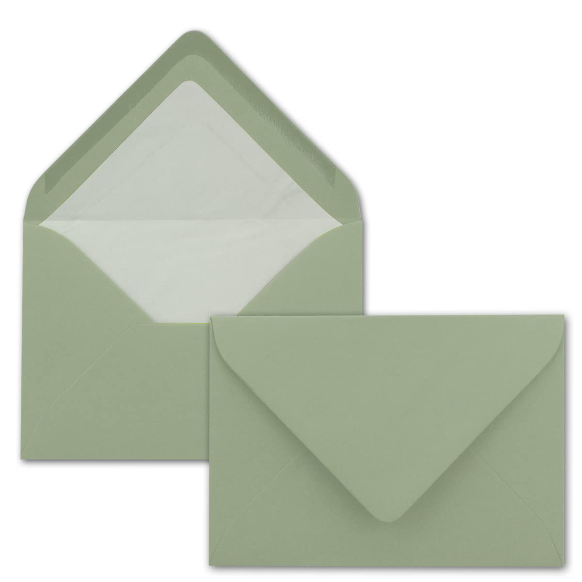 25 x envelopes in Eucalyptus Green, envelopes in DIN B6, 12.5 x 17.6 cm, Ribbed Paper, Silk Lining for Christmas and Festive Occasions