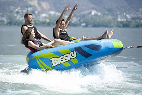 Big Sky Big Glider Towable, Inflatable Water Tube for 4, Boating Tube for Lake, Beach, River, Snow. Watersports Towables has Dual Boston Valve for Quick Inflation, Deflation - 4 Man Toys & Floats