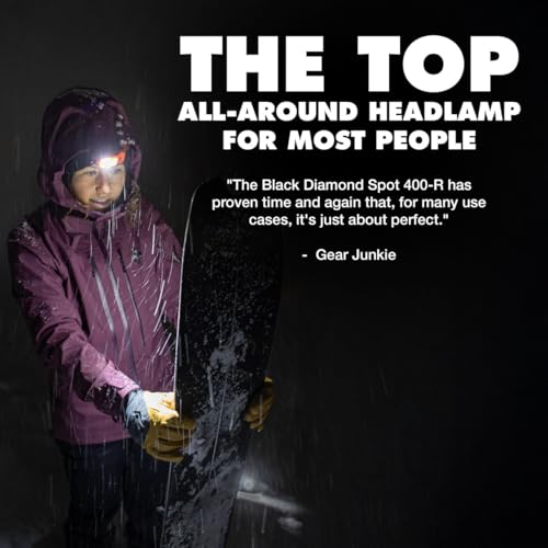 BLACK DIAMOND Spot 400-R Rechargeable Headlamp | 400 Lumens, Dimmable | Micro-USB Charging | Waterproof & Compact | Camping, Hiking, Running | Graphite