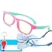 Blue Light Blocking Glasses for Kids Gaming Glasses Fashion Frame Computer Screen Glasses Reduces Eyestrain Girls Boys Age 3-10 (Pink-Cyan 126mm)