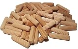 100 Pack 1/2" x 2" Wooden Dowel Pins Wood Kiln Dried Fluted and Beveled, Made of Hardwood in U.S.A.