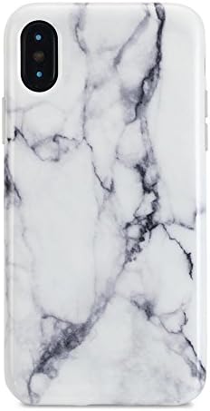 iPhone X case Marble, Sankton Slim-Fit Anti-Scratch Shock-Proof Anti-Finger IMD Soft TPU cover with Design Pattern for iPhone X 2017 (White Marble)