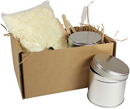 2 Large Tin Candle Making Kit - Create Two Scented Container Candles - Contains all Materials You Need to Make the Candles - Our Family Crafts (Vanilla)