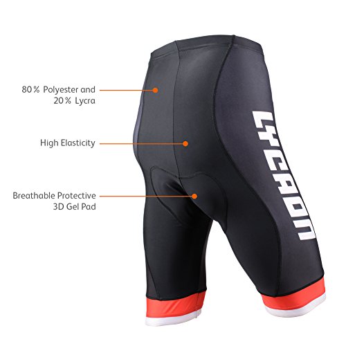 LYCAON Bike Bicycle Cycling Shorts (3D Antibacterial Gel-Pad, 7 Sizes), MTB BMX Shorts for Road Mountain Bikes Bicycle Ridding Men Women Kids Teens (Large, Red-Evolution) - Thumbnail 2