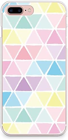 iPhone 8 Plus Case, iPhone 7 Plus Case, CasesByLorraine Pastel Color Triangles Pattern Case Slim Hard Plastic Back Cover for Apple iPhone 7 Plus &amp; iPhone 8 Plus (P73)