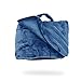 Cabeau Fold ‘N Go Travel Blanket Doubles as Neck Support Pillow, Versatile Lumbar Support Cushion, with Compact Travel Case - French Microfiber (Blue)