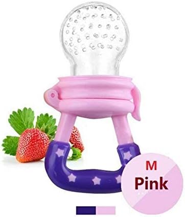 Kettchen Baby Pacifier, Teether Toys Fresh Foods Fruit Toddler Nibbler Safety Anti-Sucker and Teat Extra Silicone Feeder for, Pacifier Multicolor for Babies (S, M, L) (M, Pink)
