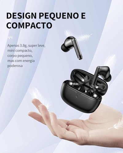 Fones de Ouvido Bluetooth 5.3 Fones de Ouvido Sem Fio 42 Horas de Reprodução Fones de Ouvido Esportivos com IPX5 à Prova d'Água Fones de Ouvido de Graves Profundos para iOS Android, Preto