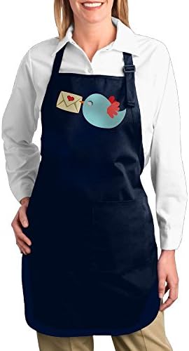 Dogquxio Cartoon Bird Kitchen Helper Professional Bib Apron With 2 Pockets For Women Men Adults Navy