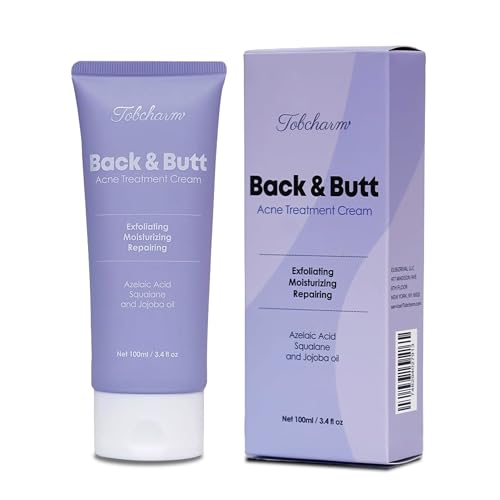 Tobcharm Butt Acne Clearing Treatment, Maximum Strength Body Cream for Back, Buttocks, Thighs & Chest Acne Removal, Skin Clarifying Lotion for Men & Women, Foam Cleaner for Bacne