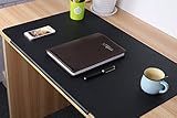 LOHOME Desk Pads Artificial Leather Laptop Mat with Fixation Lip, Perfect Desk Mate for Office and Home, Rectangular, Large, Black