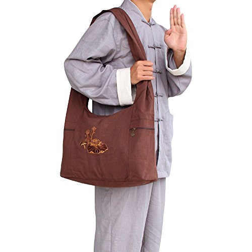 ZooBooUnisex One Shoulder Buddhist Bag - Tibetan Shaolin Temple Bag for Uniform Suit - Cotton and Canvas
