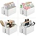 mDesign Plastic Portable Shower Caddy Divided Basket Bin Storage Organizer with Bamboo Handle for Bathroom, Dorm, Shelf & Cabinet Holds Shampoo, Conditioner - Aura Collection, White/Natural