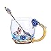 Tea Cup, Handmade Butterfly Blue Rose Coffee Mug Cups,12 oz (Blue Rose) Ideal for Friend Wedding Anniversary Birthday Presents