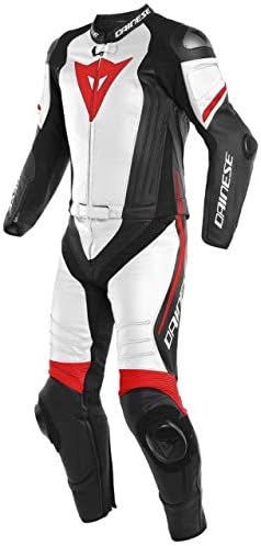 LEATHERAY Men's Fashion Motorbike Dainese Real Leather Two Pieces Suit with Armor Protection Black Red,XS-5XL
