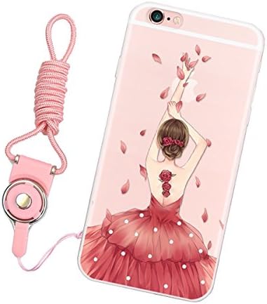 iPhone 6S Case,iPhone 6 Case,COSROLE Silicone Rubber TPU Thin Clear Transparent [Girl Dress Pattern] [3D Relif] Protective Anti-Scratch Back Phone Cover Case for iPhone 6/6S-Pink Dress