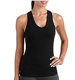 Womens Dri-More built in Bra Racerback Tank Activewear Gym Sports (XL (16-18), Black)