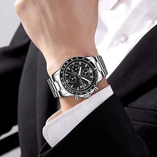 LIGE-Relojes-Hombre-Clasico-Negro-Acero-Inoxidable-Relojes-Hombre-Impermeable-Negocios-Deportes-Analogicos-Cuarzo-Relojes