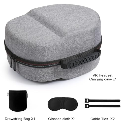 PFUTURE Hard Carrying Case for Meta Quest 3/3S/2, Vision Pro, Pico 4 – Fits Elite Strap & Battery Head Strap, with Lens Protector, Portable & Durable Storage Case, Black