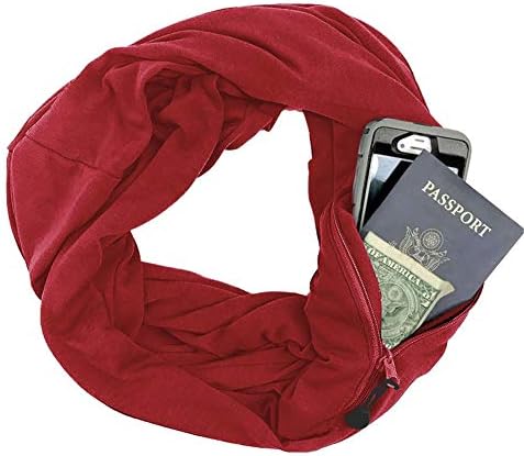 Women's Infinity Scarf with Hidden Zipper Pocket Travel Loop Scarf Wrap