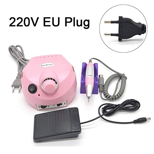 Nail Master 110/220V 30000 RPM Pro Electric Nail tool Bit Manicure Machine Kit Pro Salon Home Nail Tools Set Red Nail Drill - (Color: Pink EU 220V SET2)