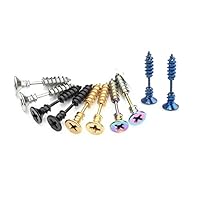 BronaGrand 5 Pairs Men Unisex Stainless Steel Piercing Cross Screws Hoop Earrings Ear Stud