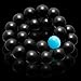 Men Bracelet-Natural Genuine Matt Black Agate Gem Bead, maxin 8MM Healing Power Crystal Elastic Bracelet
