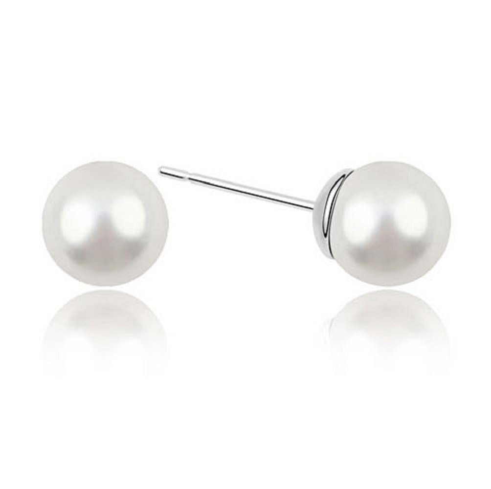 Crystalline Azuria Women Girls 18ct White Gold Plated White Simulated Pearls Stud Earrings — image 1