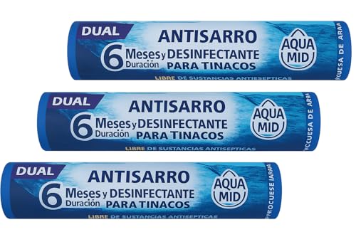 Sistema Dual Desinfectante y Antisarro para Tinaco | Mejora Calidad del Agua | Para Depósitos de 450 a 1100 L | 6 Meses de Protección - 3 Unidadades