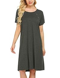 Ekouaer - Camisón de maternidad de manga corta con broches S-XXL