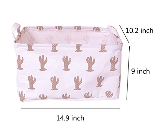 Rectangular Fabric Storage Box Collapsible Storage Basket Waterproof Coating Storage Bin with Handles for Home Organization,Toy Organizer,Shelf Basket