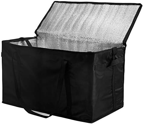 Insulated Food Delivery Bag Extra Large Grocery Bag XX Lunch Bag Thermal Cooler Tote Transport Shopping Bag Black for Hot or Cold Food 23" x 11" x 12"