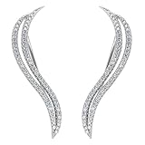 EVER FAITH 925 Sterling Silver CZ Simple S Shape Ear Cuff Wrap Sweep Hook Earrings 1 Pair Clear