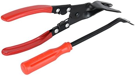 QUWEI 2 Pcs Red The Most Essential Combo Repair Kit Corrosion ResistantEasy Grip Clip Plier Set &amp; Fastener Remover