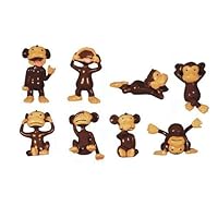 72 Mini Funny Brown Monkey Figure Lot - Tiny Plastic Animal Party Favors - Bag of Small Monkeys